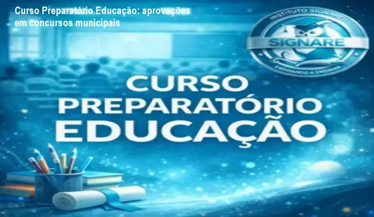 Imagem do Curso Preparatório Educação mostrando metodologia prática para concursos municipais