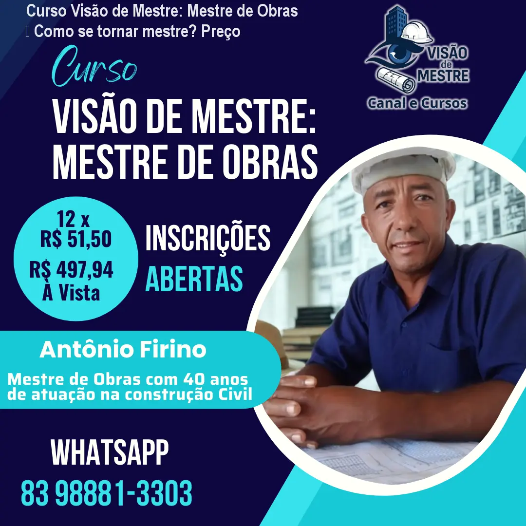 Curso Visão de Mestre: Mestre de Obras – Como se tornar mestre? Preço