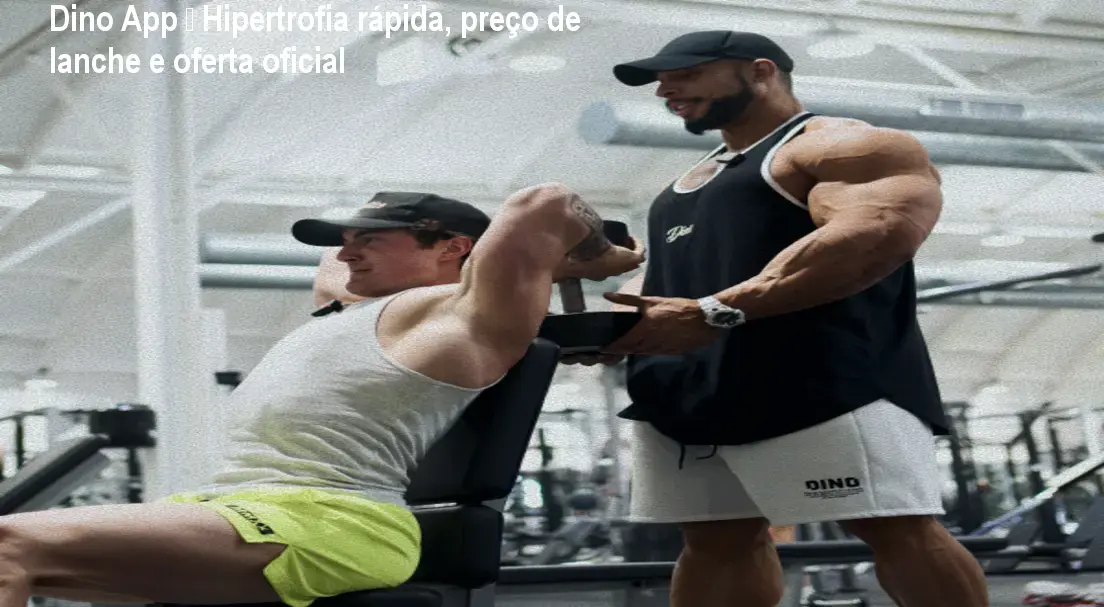 Tela do Dino App mostrando plano de treino de hipertrofia com vídeo de execução