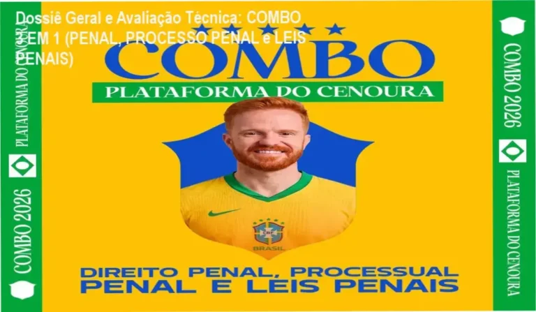 Gráfico de desempenho técnico do ecossistema COMBO 3 EM 1 (PENAL, PROCESSO PENAL e LEIS PENAIS)