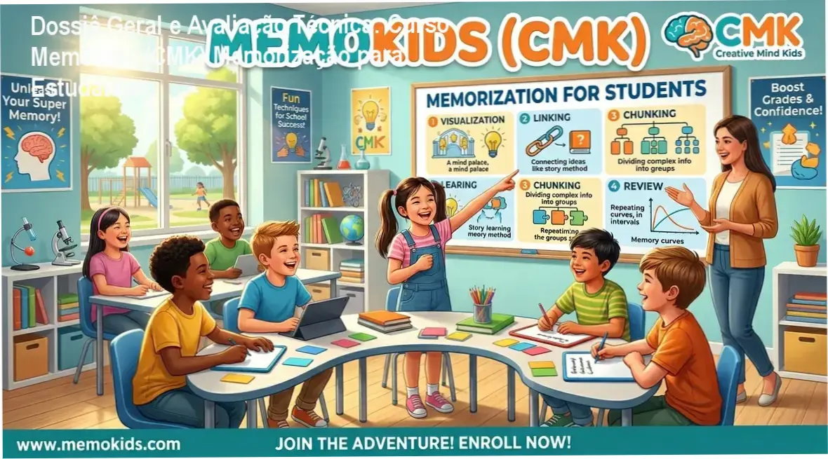 Gráfico de desempenho técnico do ecossistema Curso Memokids (CMK) Memorização para Estudantes