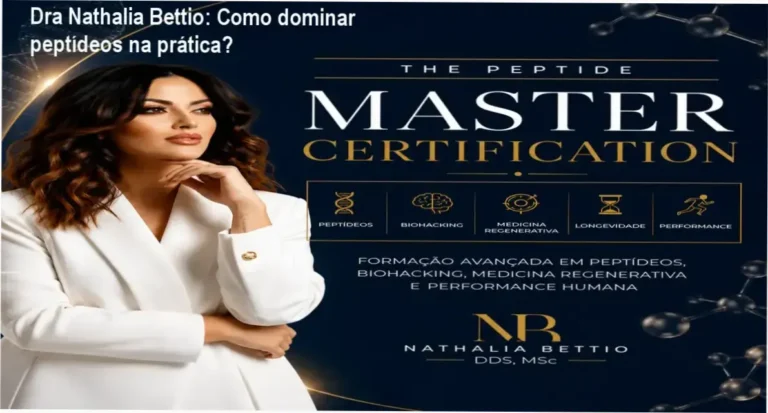 Dra. Nathalia Bettio apresentando a certificação internacional em peptídeos para profissionais da saúde