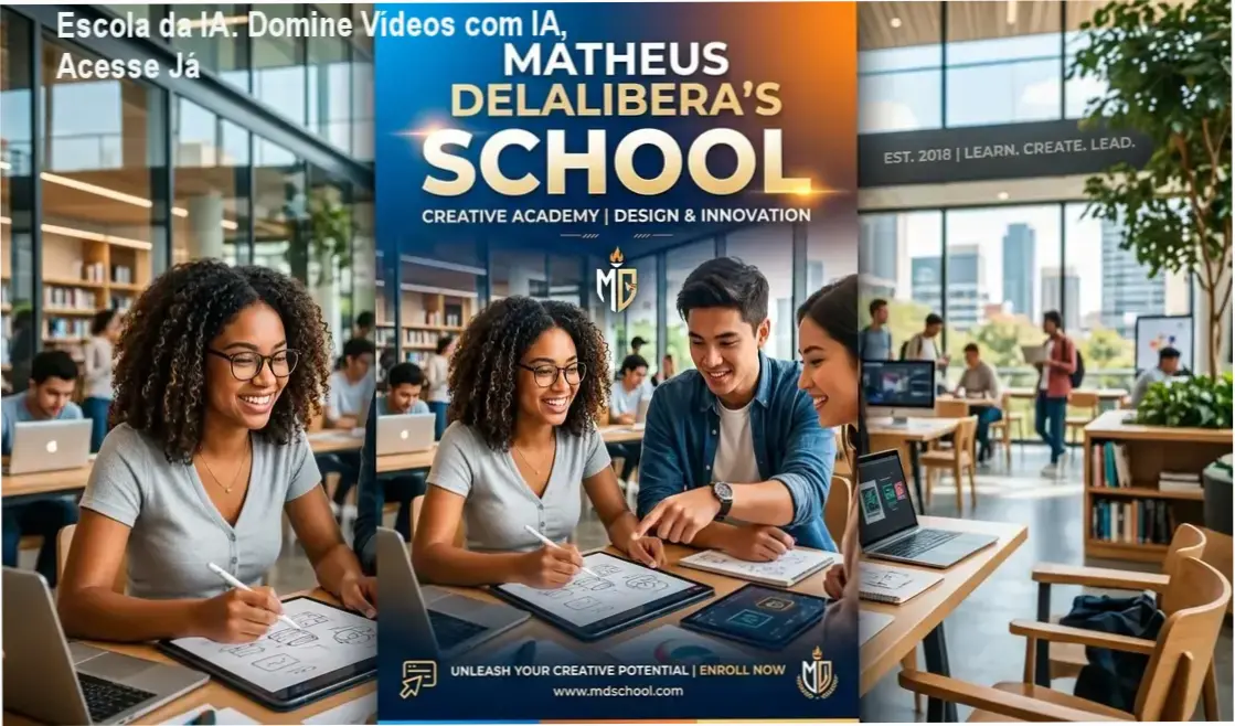 Tela do curso Escola da IA mostrando aulas de criação de vídeos com inteligência artificial