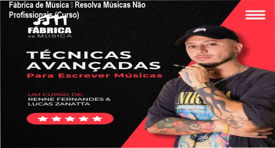 Capa do curso Fábrica de Música mostrando técnicas avançadas de composição para criar músicas comerciais.