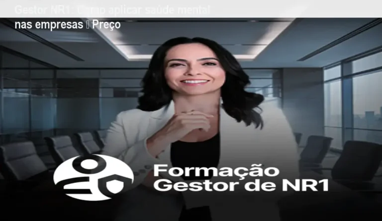 Imagem da Formação Gestor de NR1 de Izabella Camargo, destacando a aplicação prática de saúde mental e riscos psicossociais em documentos corporativos.