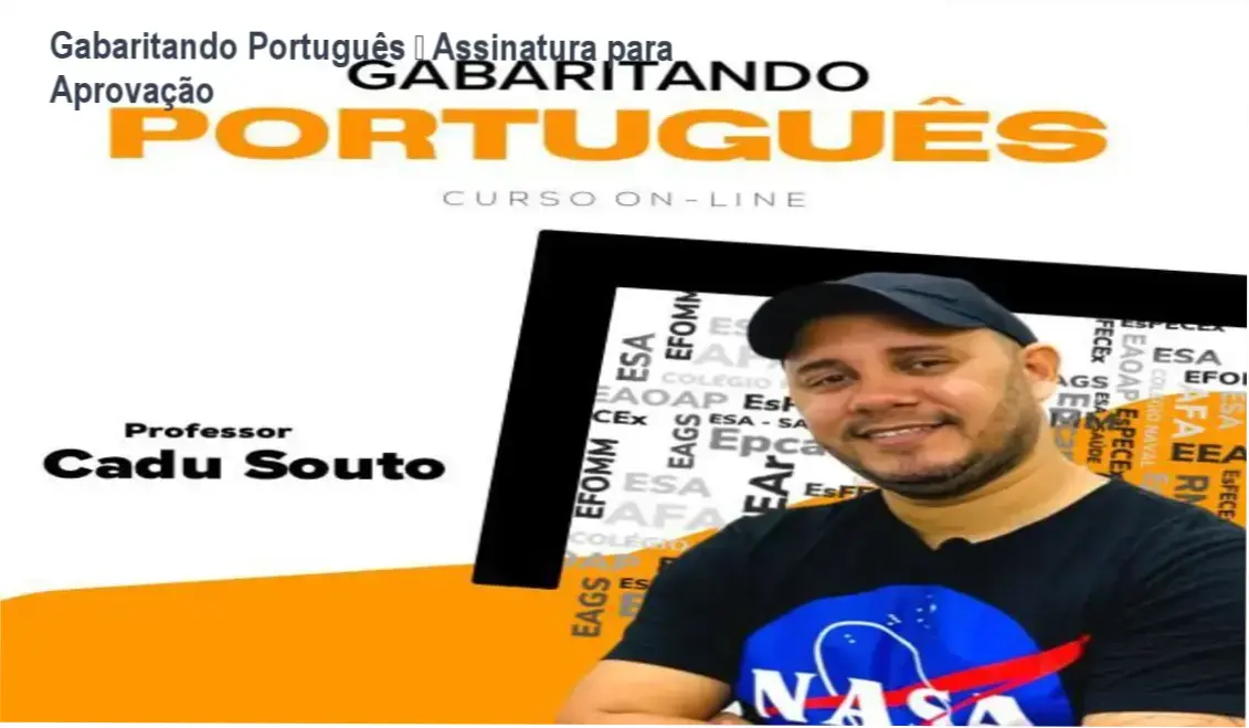 Tela do curso Gabaritando Português mostrando aulas ao vivo e material de apoio para concursos