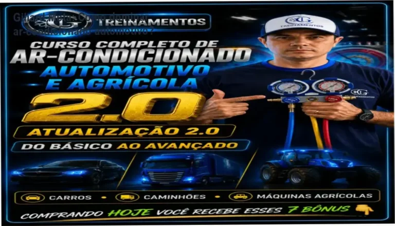 Giliard Mota apresentando o treinamento online de ar‑condicionado automotivo e agrícola
