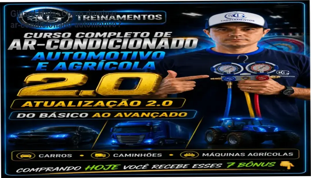 Giliard Mota apresentando o treinamento online de ar‑condicionado automotivo e agrícola