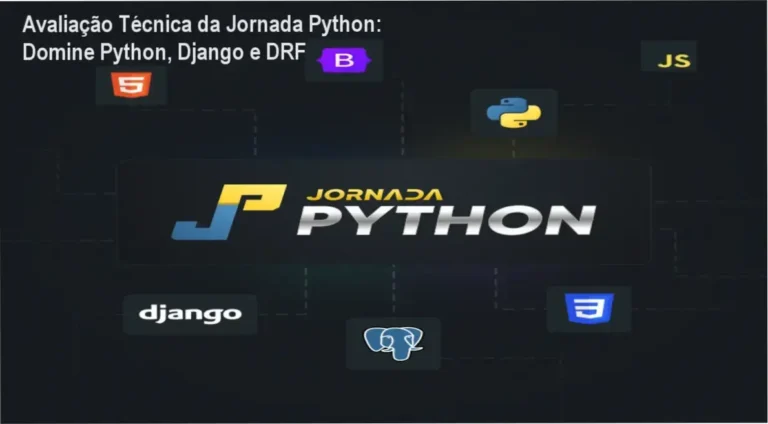 Captura de tela da plataforma Jornada Python mostrando módulos de Python, Django e projetos práticos