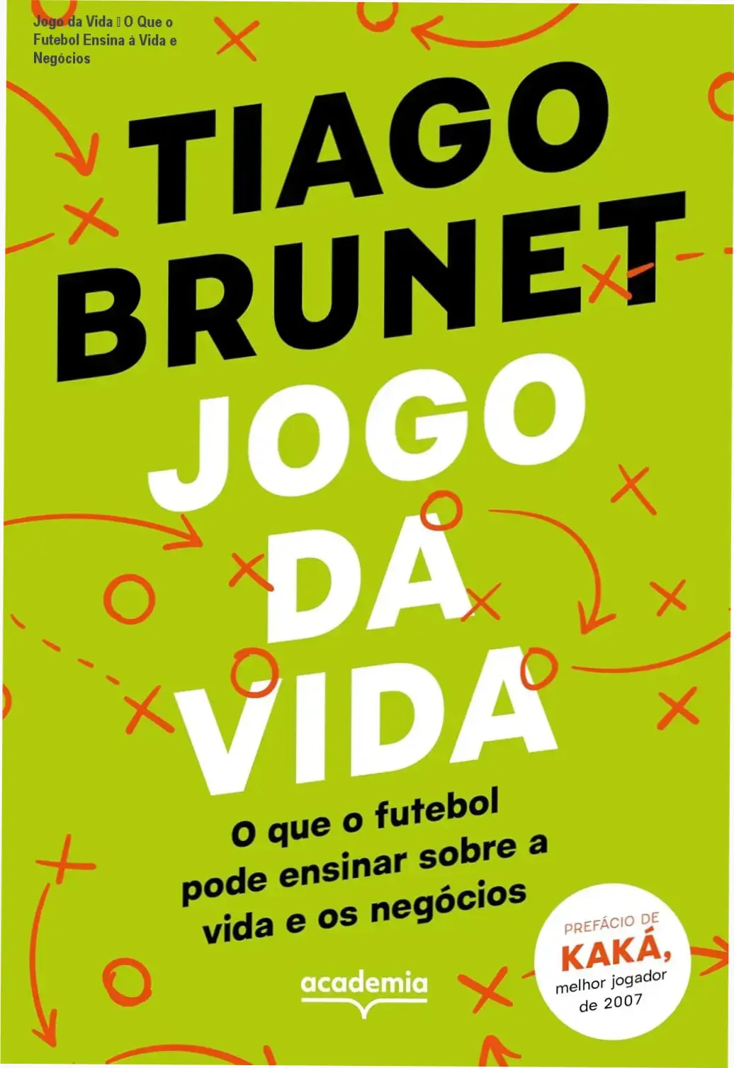 Capa do ebook Jogo da Vida mostrando um campo de futebol e símbolos de sucesso empresarial
