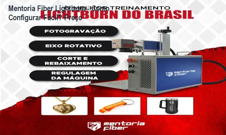 Tela do software Lightburn aberto mostrando parâmetros de configuração para máquina Fiber Laser