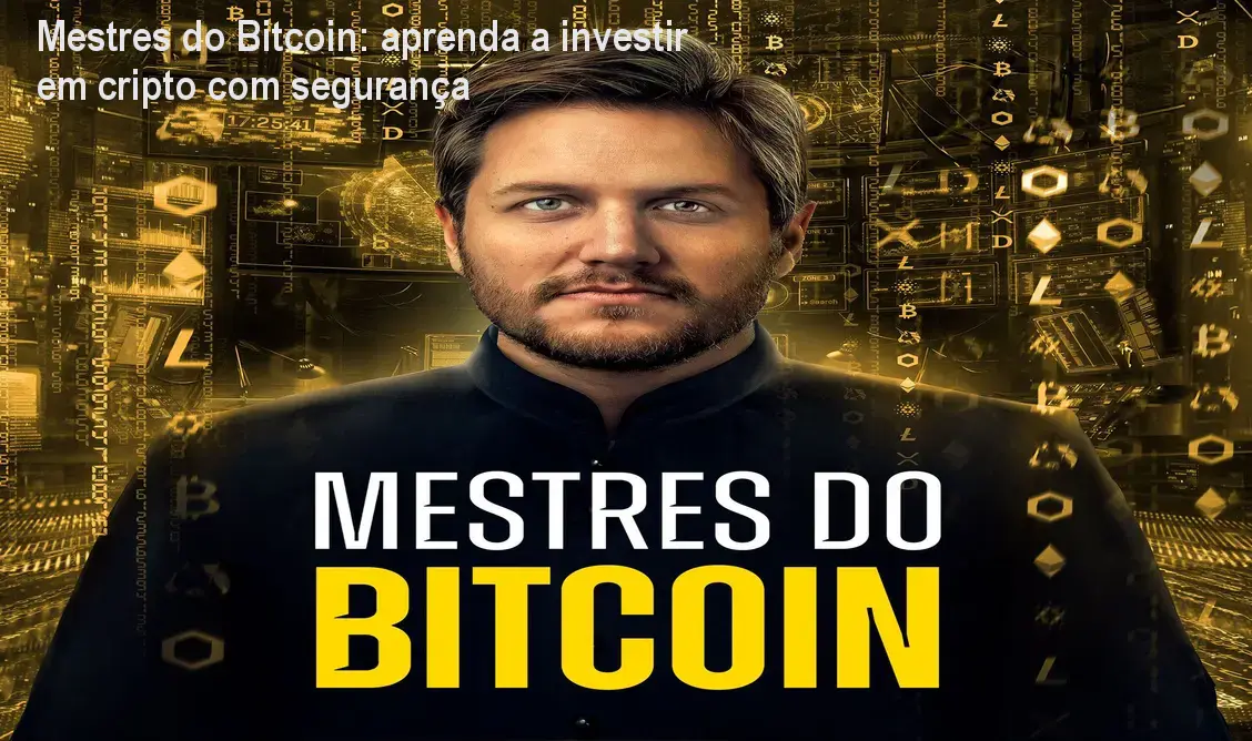 Imagem do curso Mestres do Bitcoin mostrando aulas de análise técnica e estratégias de trading para investidores de criptomoedas