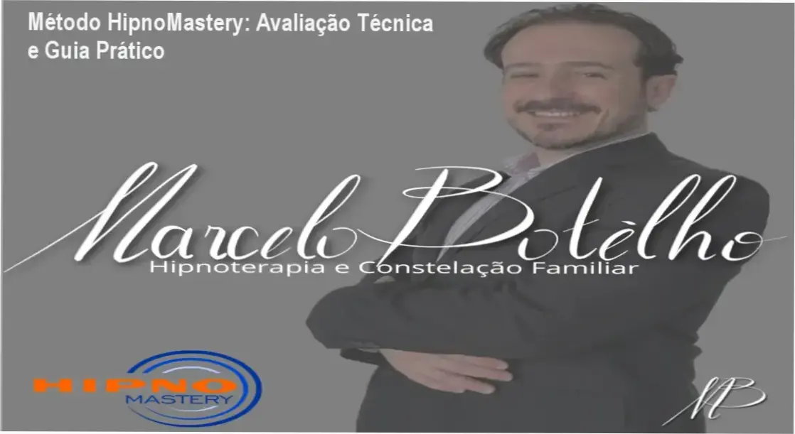 Captura de tela do curso Método HipnoMastery mostrando módulos de hipnose, PNL e constelação familiar.