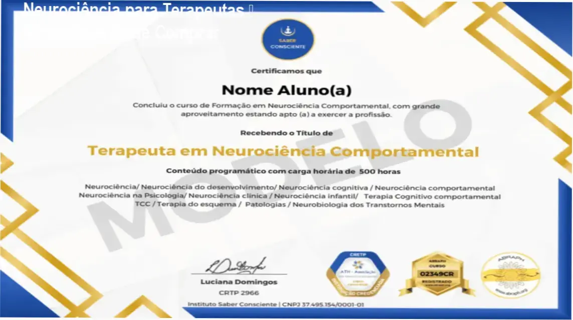 Imagem promocional da Formação em Neurociência Comportamental para Terapeutas, destacando oferta oficial