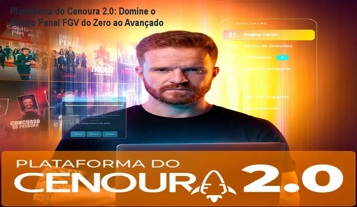 Tela da Plataforma do Cenoura 2.0 mostrando questões comentadas da FGV para Direito Penal