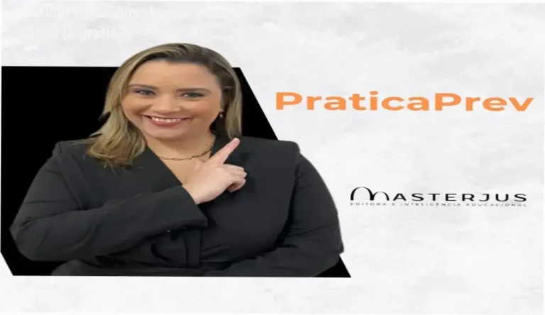 Tela do curso PráticaPrev mostrando módulos de prática previdenciária