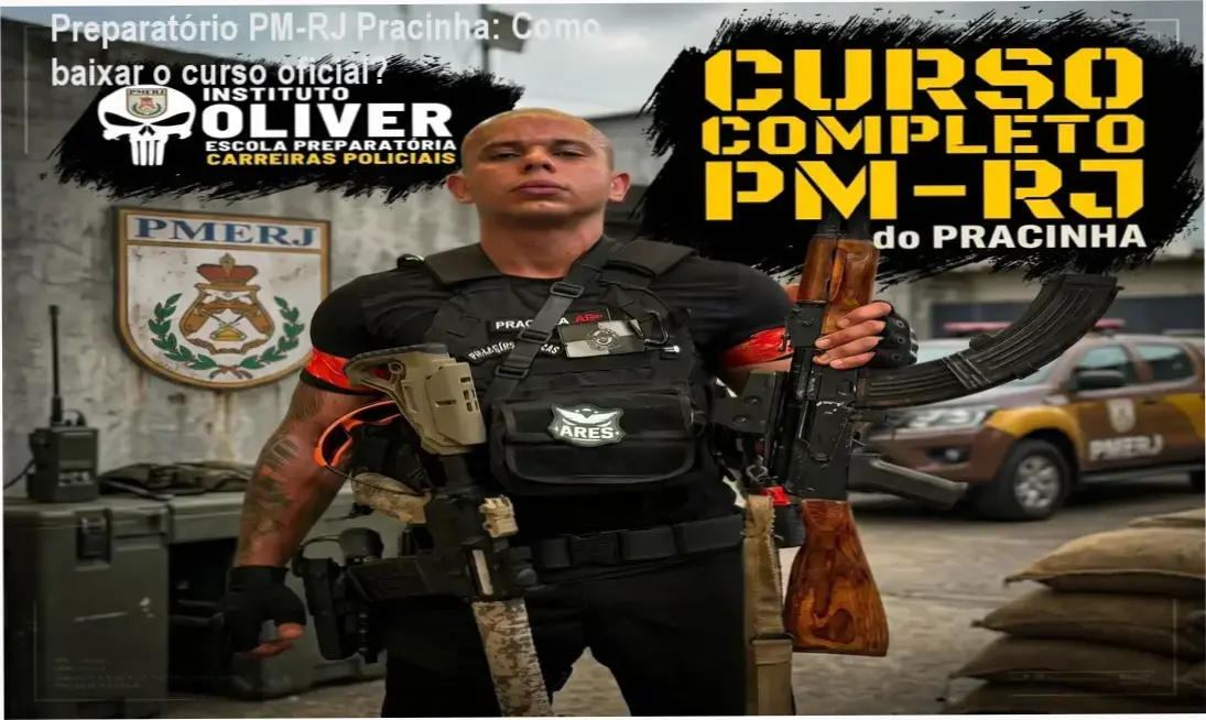 Imagem mostrando a página de download oficial do Preparatório PM-RJ Pracinha