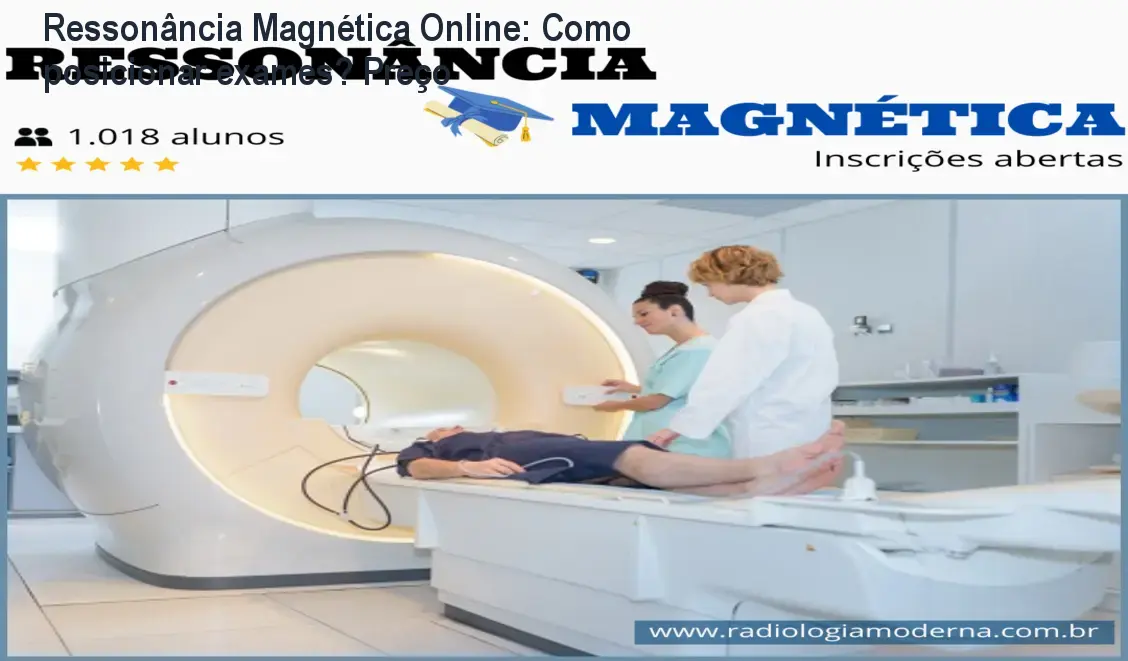Técnico analisando protocolo de posicionamento de exames de ressonância magnética em tela de computador