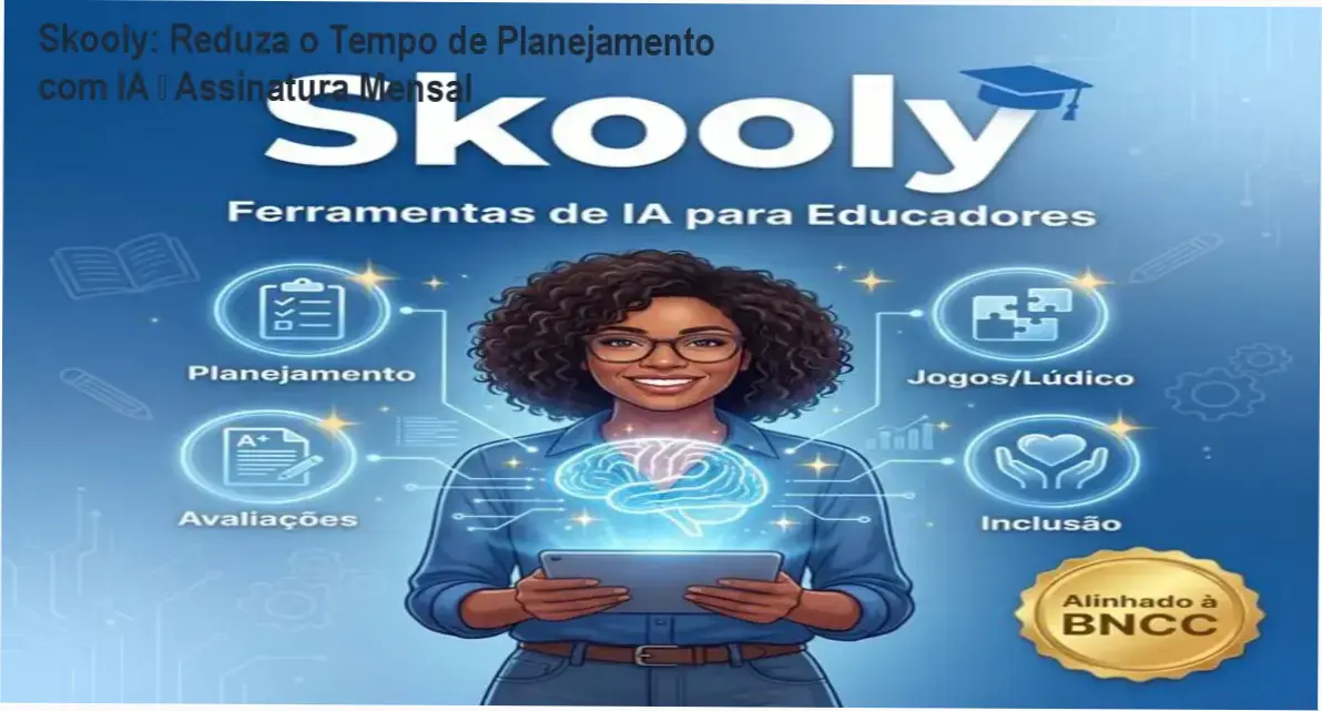Tela da plataforma Skooly mostrando geração automática de plano de aula por IA
