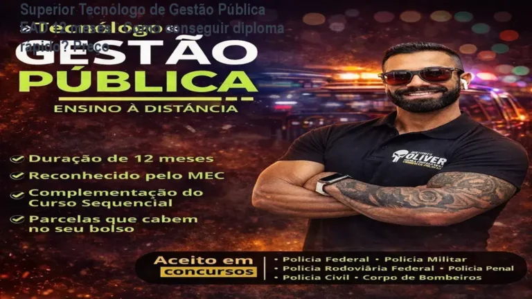 Diploma digital de Tecnólogo em Gestão Pública após 12 meses de curso online
