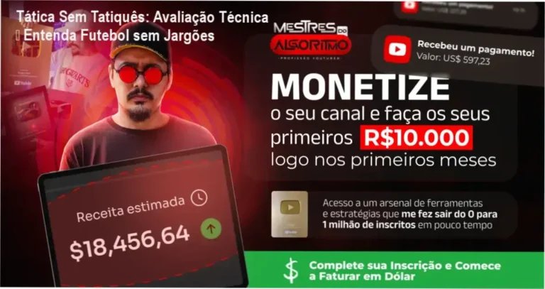 Capa do curso Tática Sem Tatiquês mostrando abordagem simples da tática no futebol