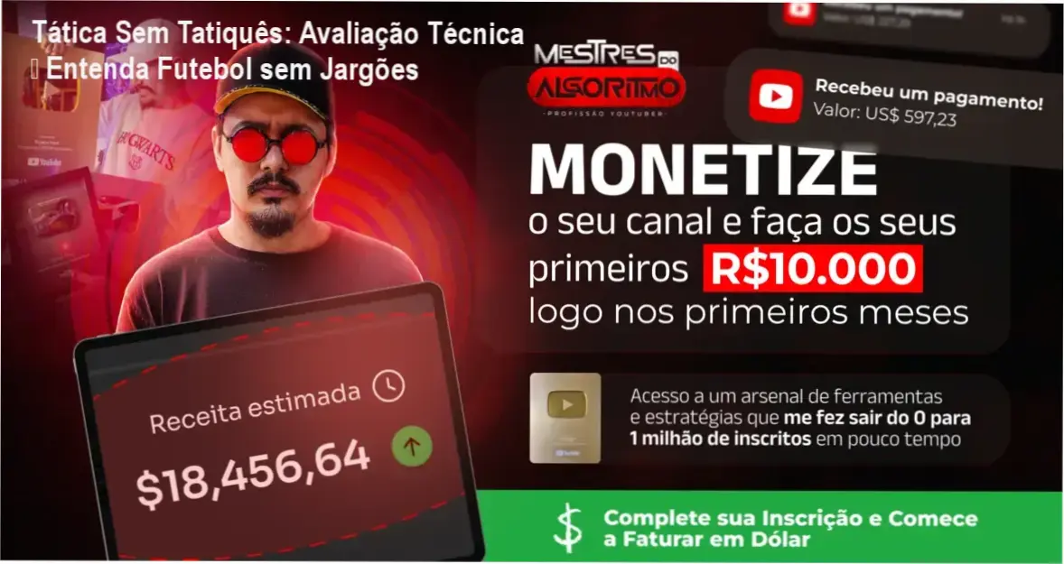 Capa do curso Tática Sem Tatiquês mostrando abordagem simples da tática no futebol