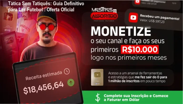 Capa do curso Tática Sem Tatiquês mostrando a proposta de aprendizado simples de tática futebolística