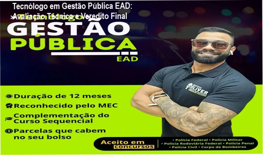 Imagem ilustrando o curso online Tecnólogo em Gestão Pública EAD, destacando rapidez e foco em concursos públicos