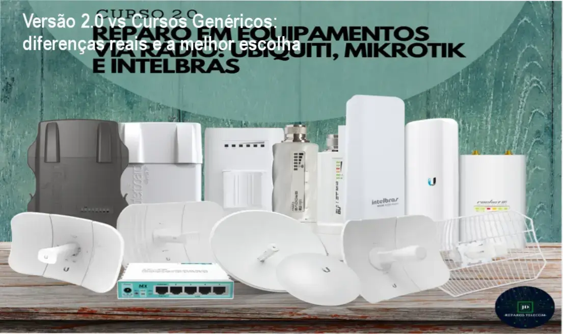 Comparativo visual entre Versão 2.0 Reparo em Equipamentos via Rádio e cursos genéricos de telecom