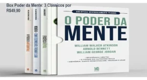 Box com 3 livros de desenvolver pessoal com autores clássicos: Jordan, Bennett e Atkinson