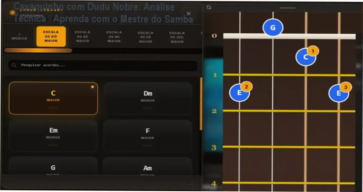 Cavaquinho com Dudu Nobre: Plataforma interativa com IA que valida notas em tempo real