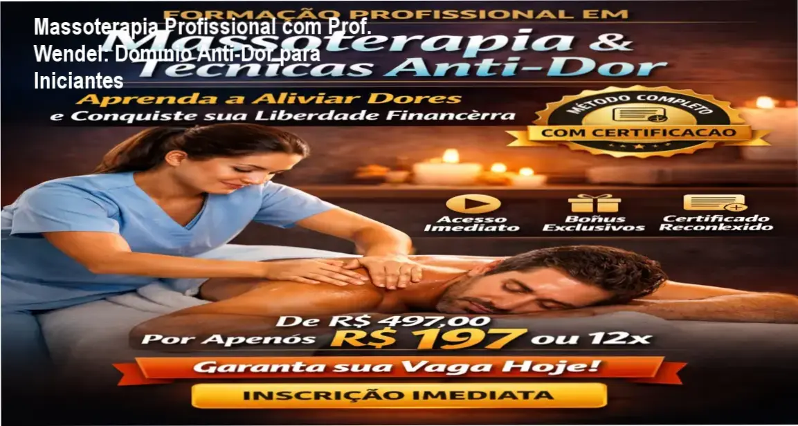 Formação Profissional em Massoterapia e Técnicas Anti-Dor por Prof. Wendel José: Bastidores do Método Prático