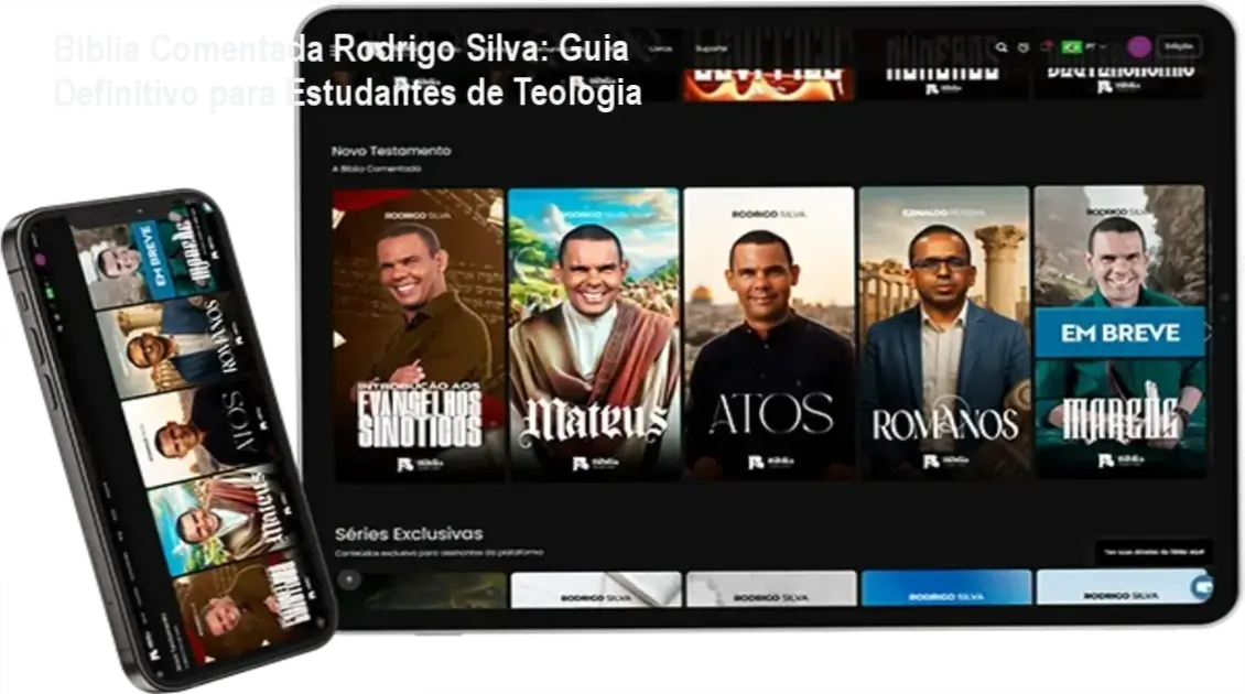 Página inicial do app exclusivo com análise de textos bíblicos usando inteligência artificial, com destaque para conteúdo acadêmico e especialistas invitados