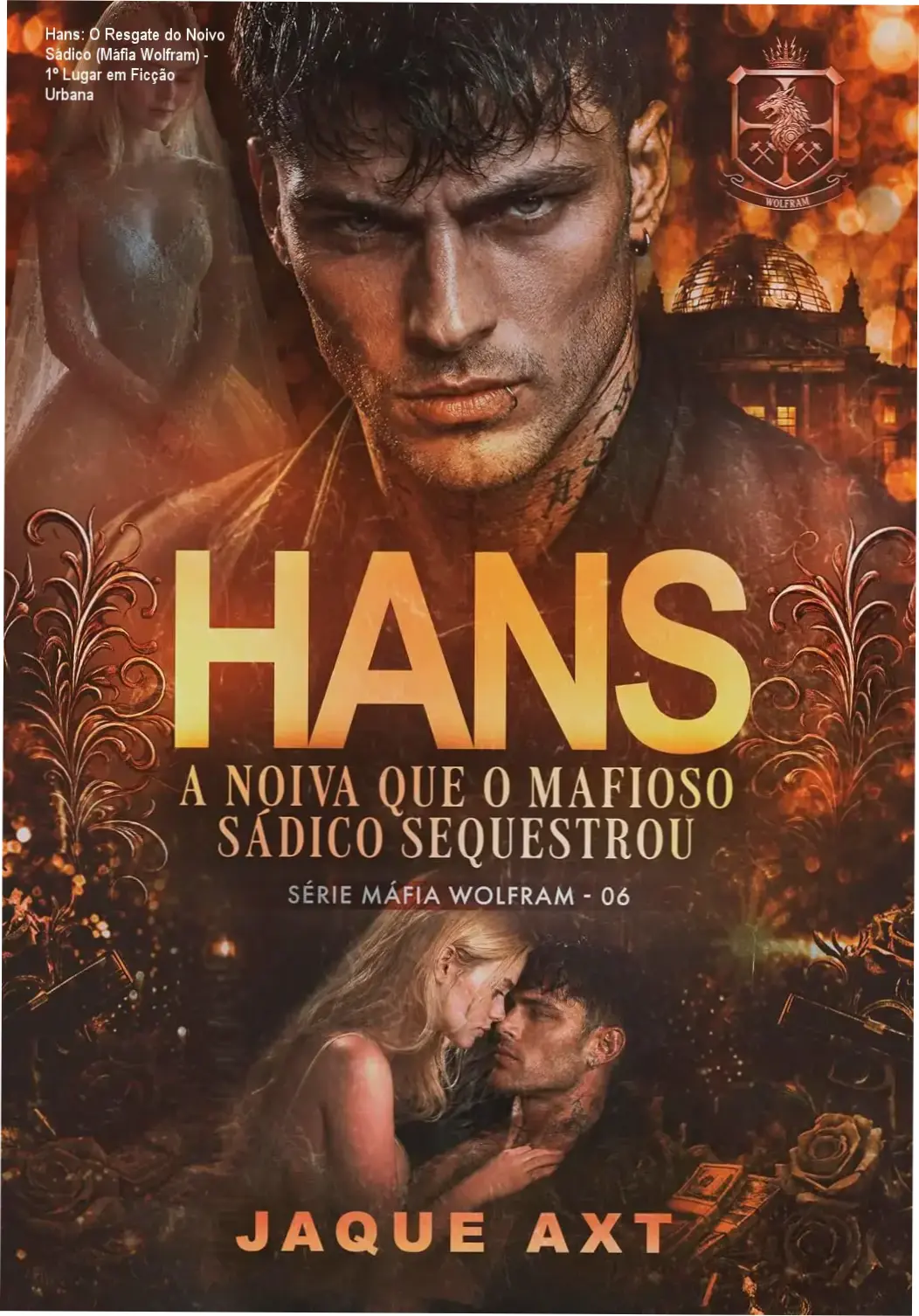 Capa digital de Hans: A Noiva que o mafioso sádico sequestrou, mostrando os protagonistas em confronto com fundo vermelho