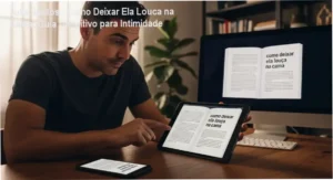 Julia Santos apresentando o curso 'Deixar Ela Louca na Cama' com demonstrações práticas de intimidade