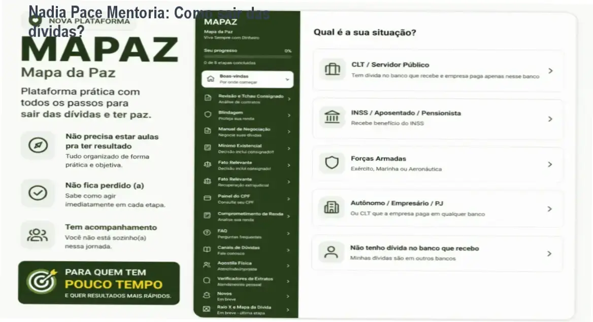 Nadia Pace apresentando a mentoria que ensina a limpar o nome e economizar nas dívidas