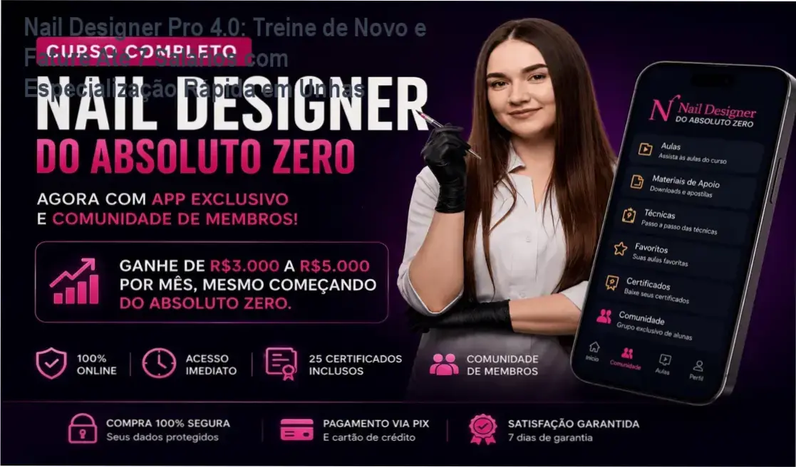Nail Designer Pro 4.0 Escola de Unhas Profissionais: Treinamento completo com 150 aulas, certificados e estratégias para clientes e renda