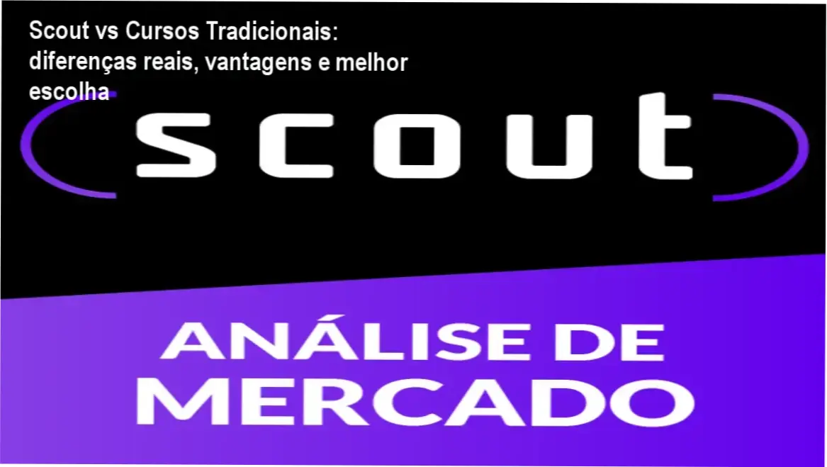 Comparativo visual entre o curso Scout - Análise de Mercado e opções tradicionais de formação em futebol