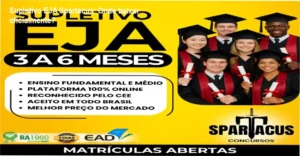 Página oficial do Supletivo EJA Spartacus mostrando opções de download e certificação