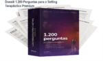 Capa do livro digital 1.200 Perguntas para o Setting Terapêutico mostrando interface de estudo clínico