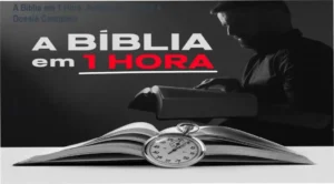 Representação visual do curso A Bíblia em 1 Hora mostrando a conexão entre os livros sagrados