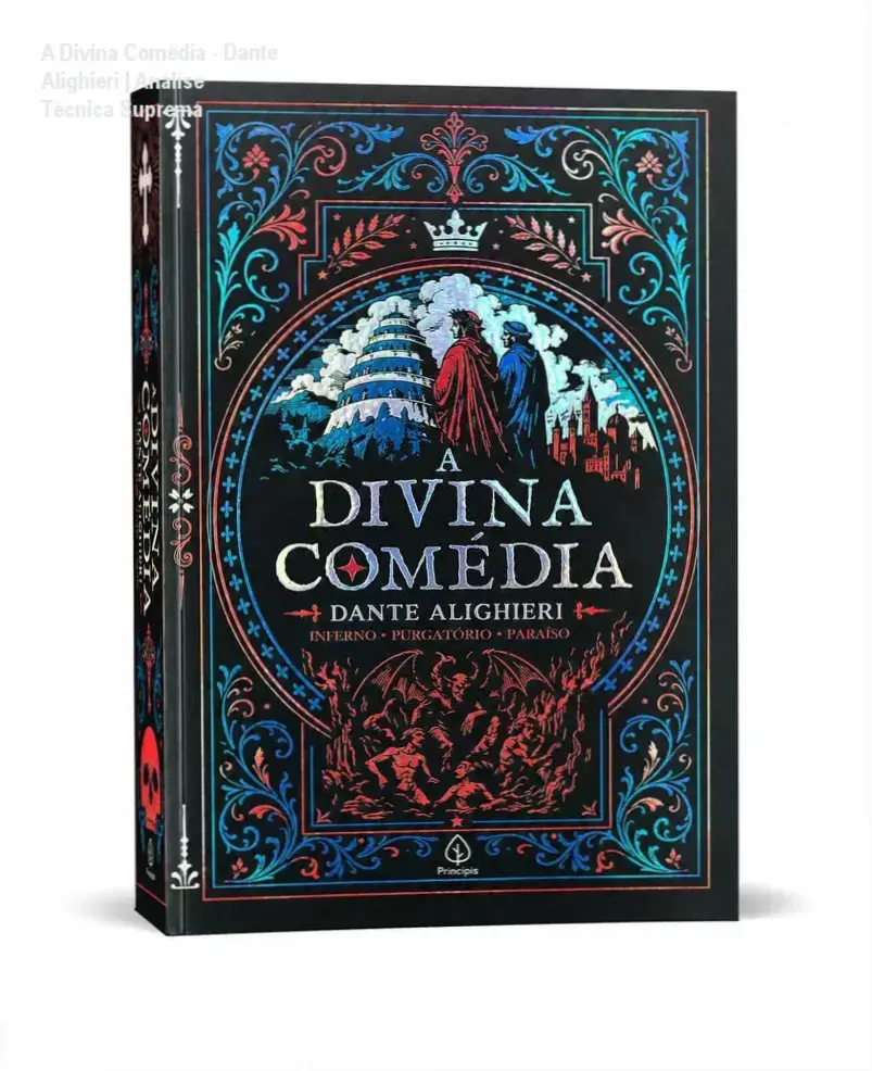 Capa dura com relevo do livro A Divina Comédia de Dante Alighieri Edição Supreme