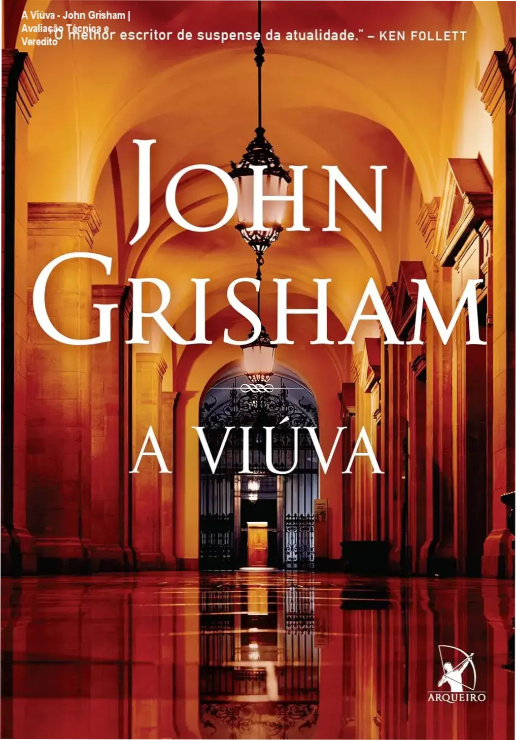 Capa do ebook A Viúva de John Grisham em dispositivo de leitura digital