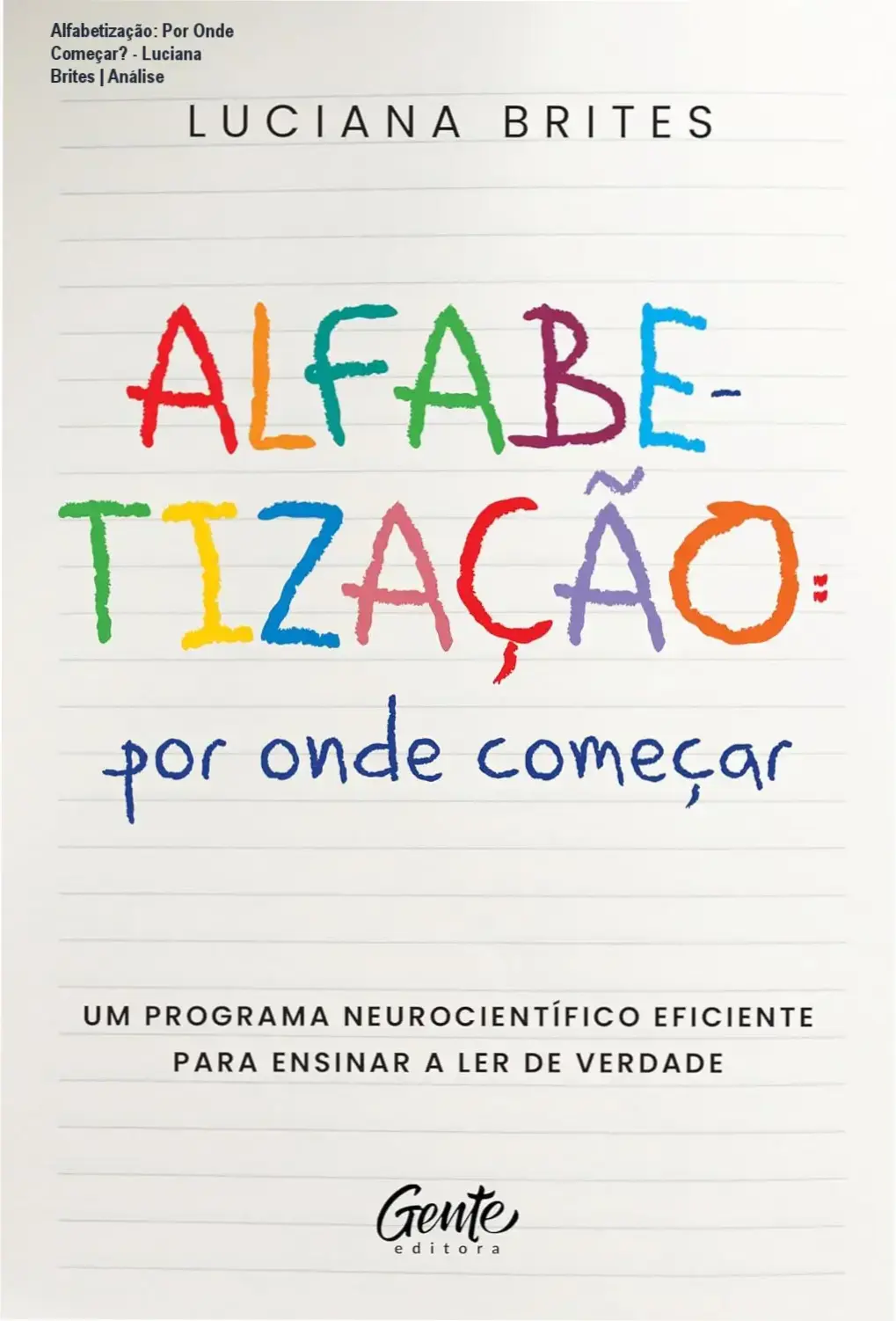 Capa do ebook Alfabetização por onde começar de Luciana Brites sobre método neurocientífico