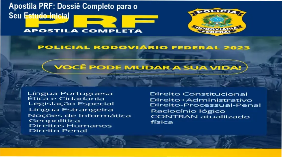 Capa de material didático digital focado em preparação para o concurso da Polícia Rodoviária Federal