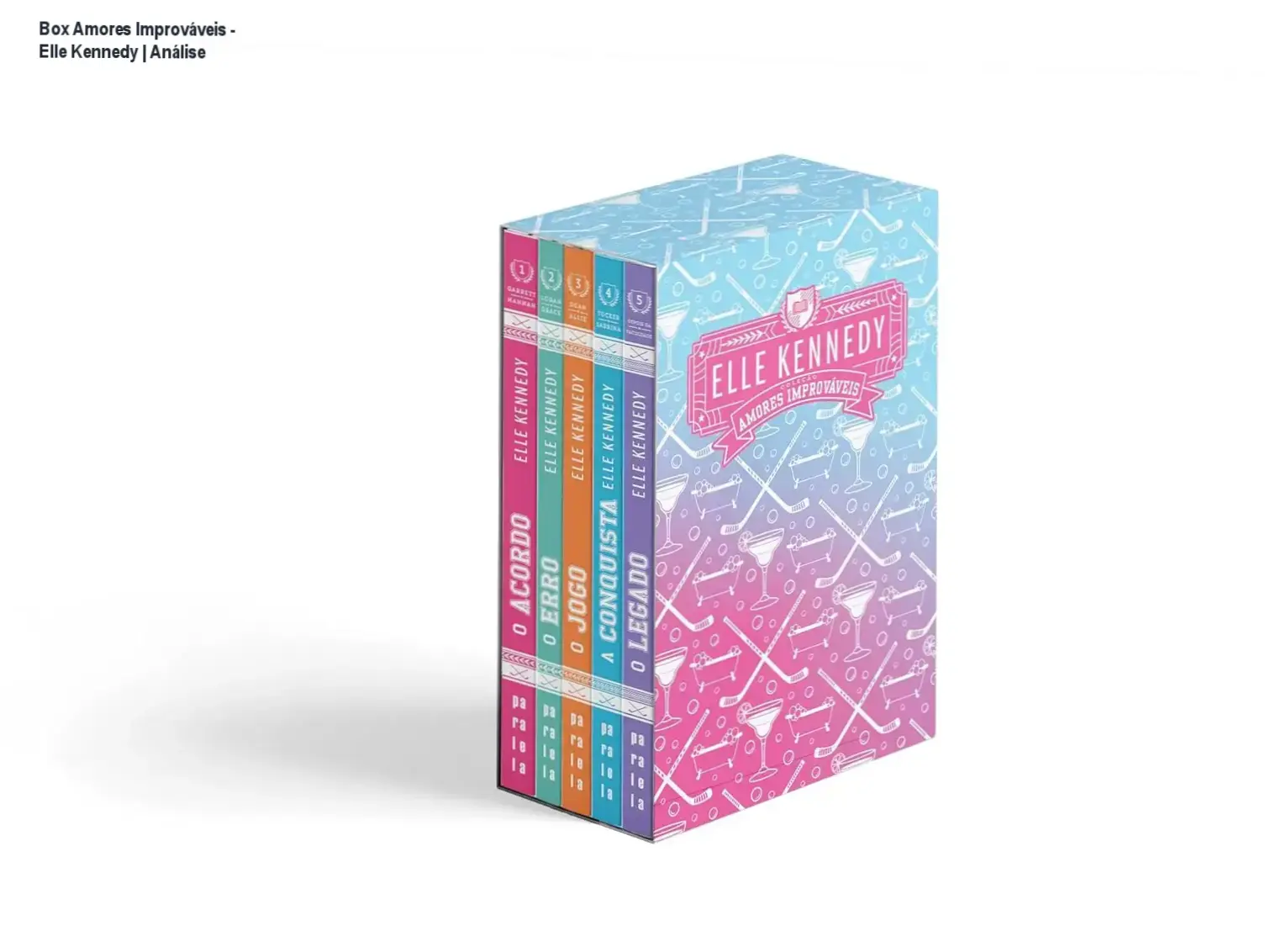 Box da série Amores Improváveis nova edição com 5 livros, capas exclusivas e lombada dupla por Elle Kennedy