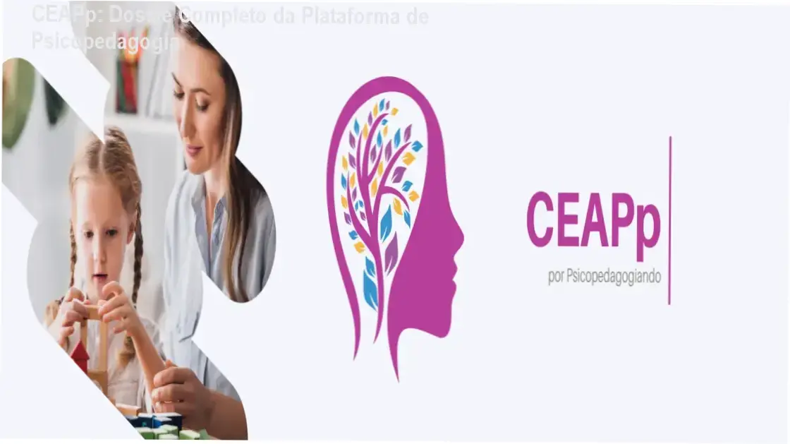 Interface da plataforma CEAPp exibindo materiais de intervenção e estudos de caso para psicopedagogos