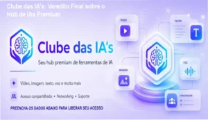 Interface do ecossistema Clube das IA's com ferramentas de IA generativa para criadores