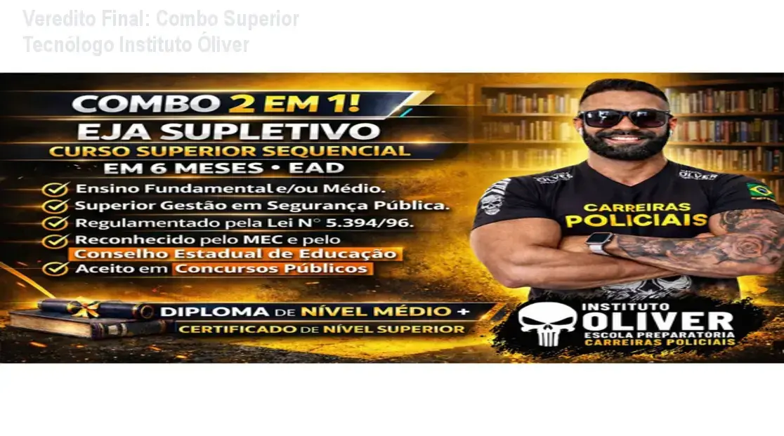 Representação do Combo Superior Sequencial e Tecnólogo EAD do Instituto Óliver para carreiras policiais