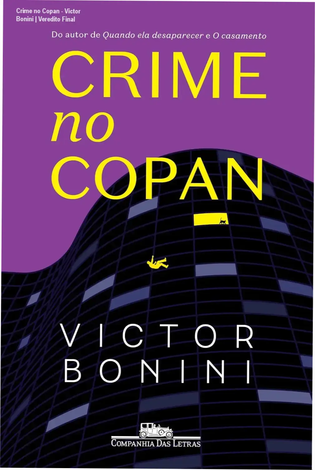 Capa do livro Crime no Copan de Victor Bonini edição Companhia das Letras